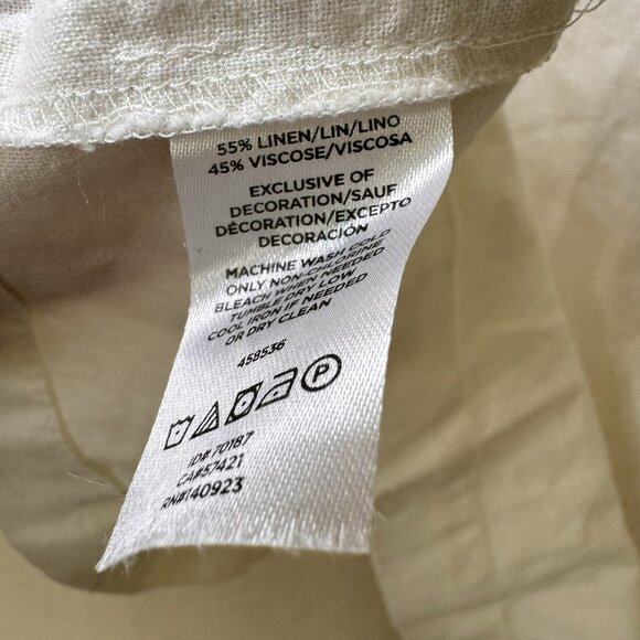 LOFT Blouse White Embroidered Eyelet Short Sleeve Size Medium Linen - Picture 12 of 14